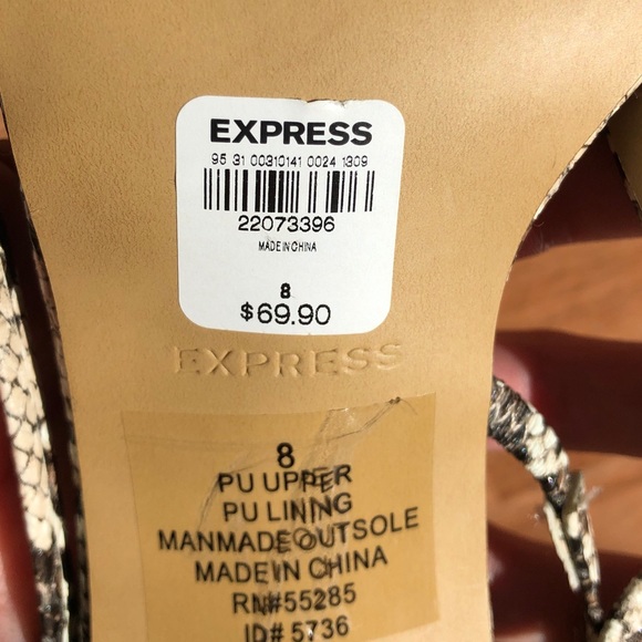 EXPRESS - Snake Print Heel Sandal - Picture 5 of 5